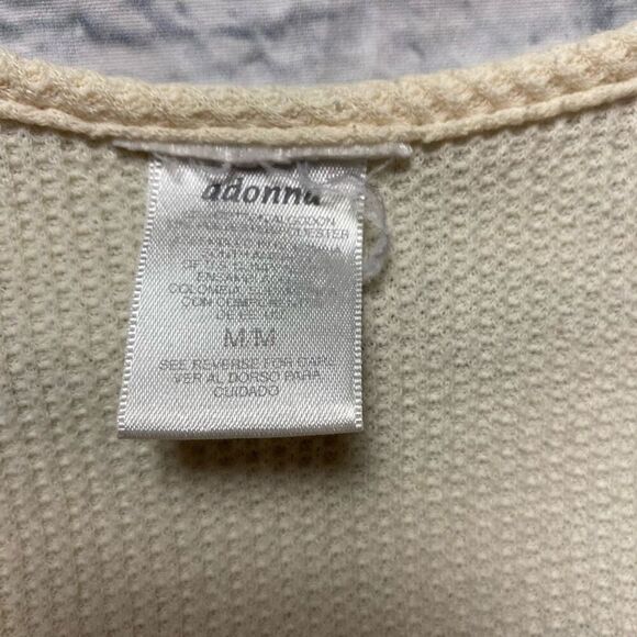 Adonna women M short sleeve & shorts waffle print pajama set cream color - Picture 5 of 15